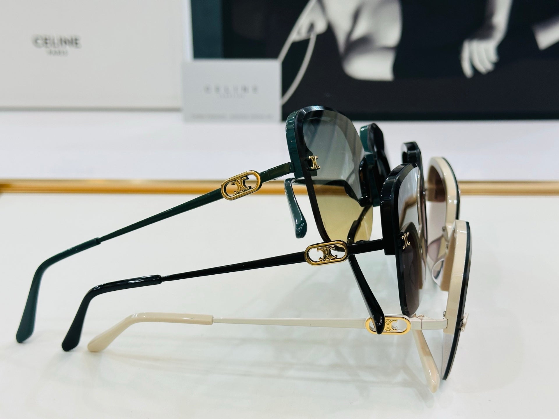 CELINE TRIOMPHE SQUARE SUNGLASS CL40251 IN METAL