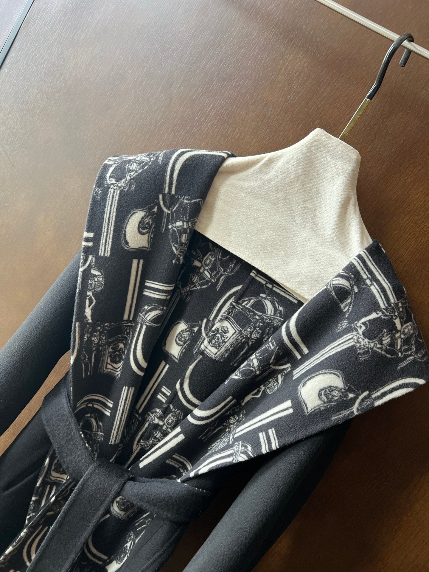 HERMES 25S REVERSIBLE LONG HOODED COAT 047