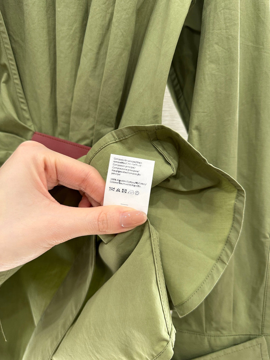 LOEWE GREEN LONG SLEEVE SHIRT WITH PLEATED WAIST