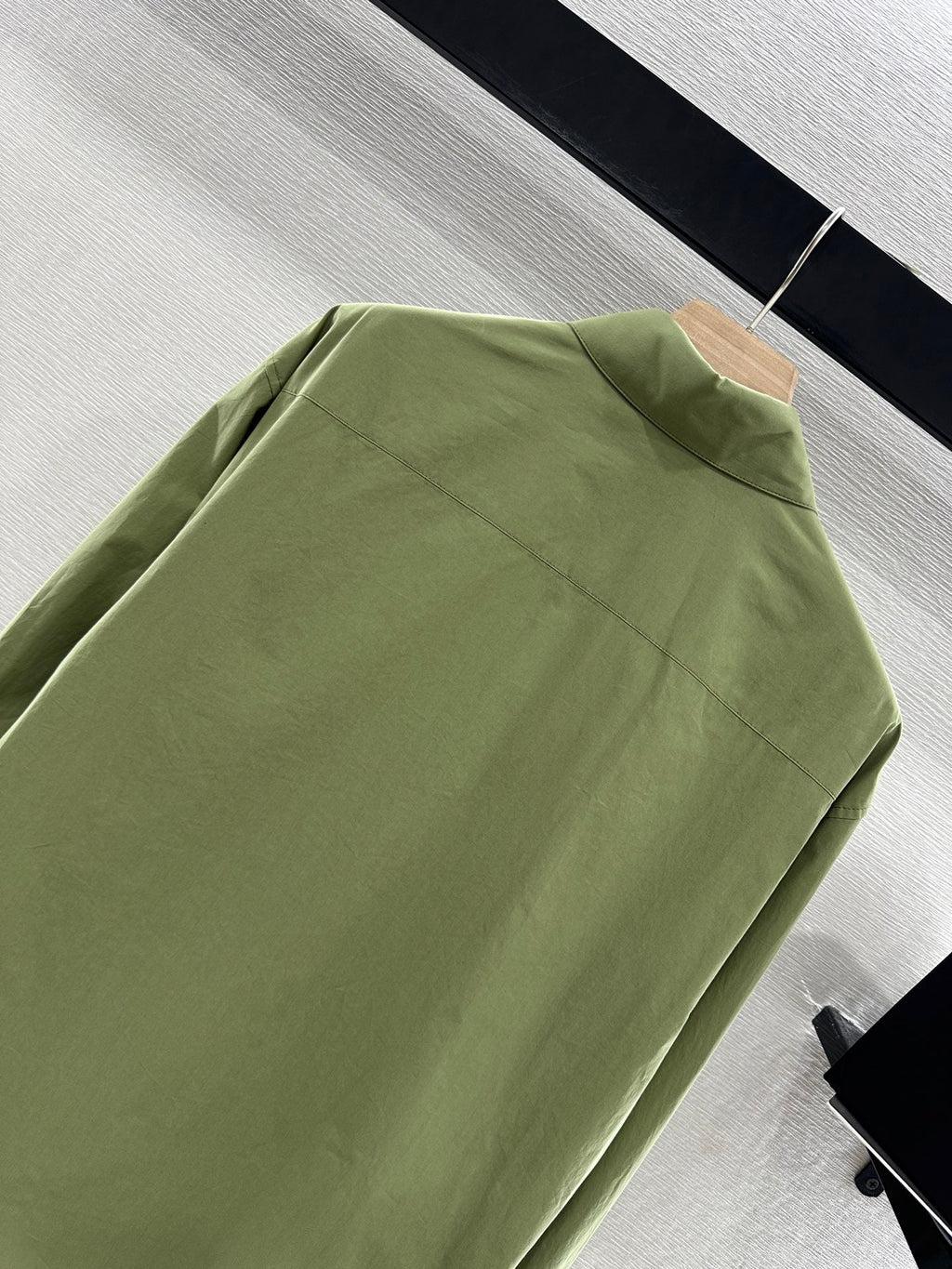 LOEWE GREEN LONG SLEEVE SHIRT WITH PLEATED WAIST