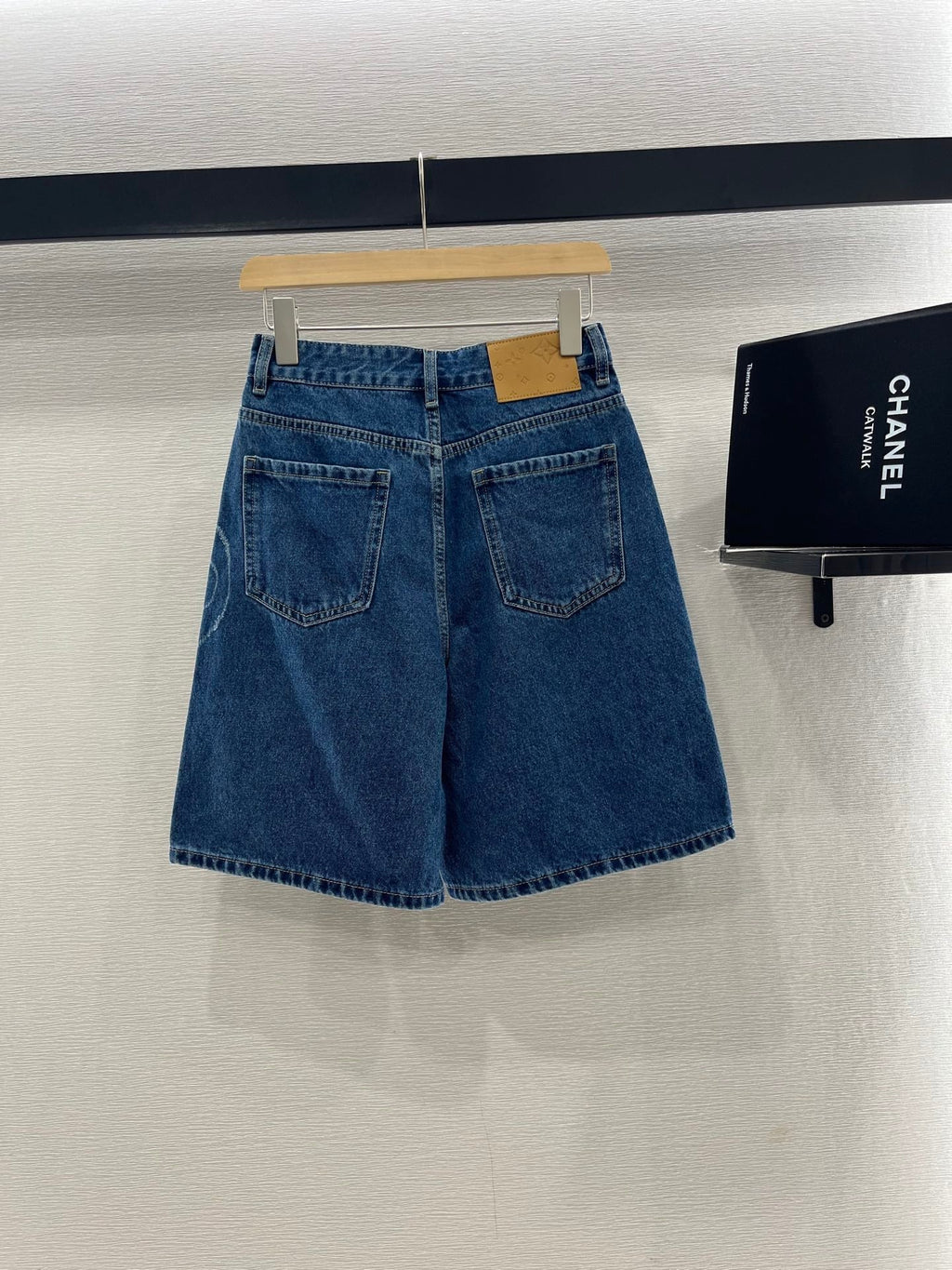 LOUIS VUITTON LV HIGH-WAIST LASER-CUT DENIM SHORTS