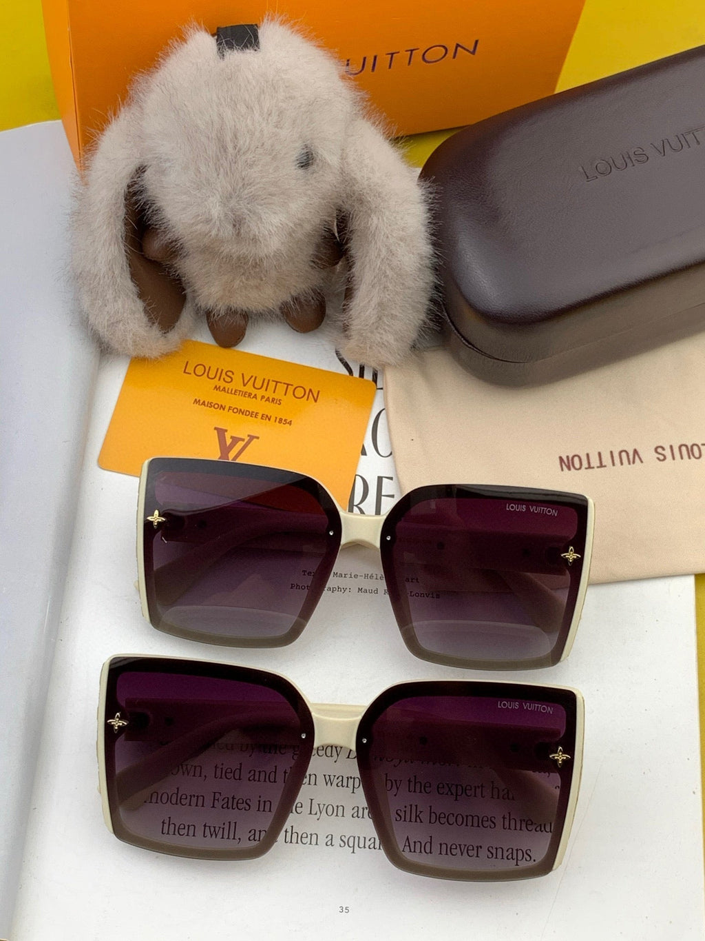 LOUIS VUITTON SQUARE SUNGLASSES L5972 IN BEIGE ACETATE