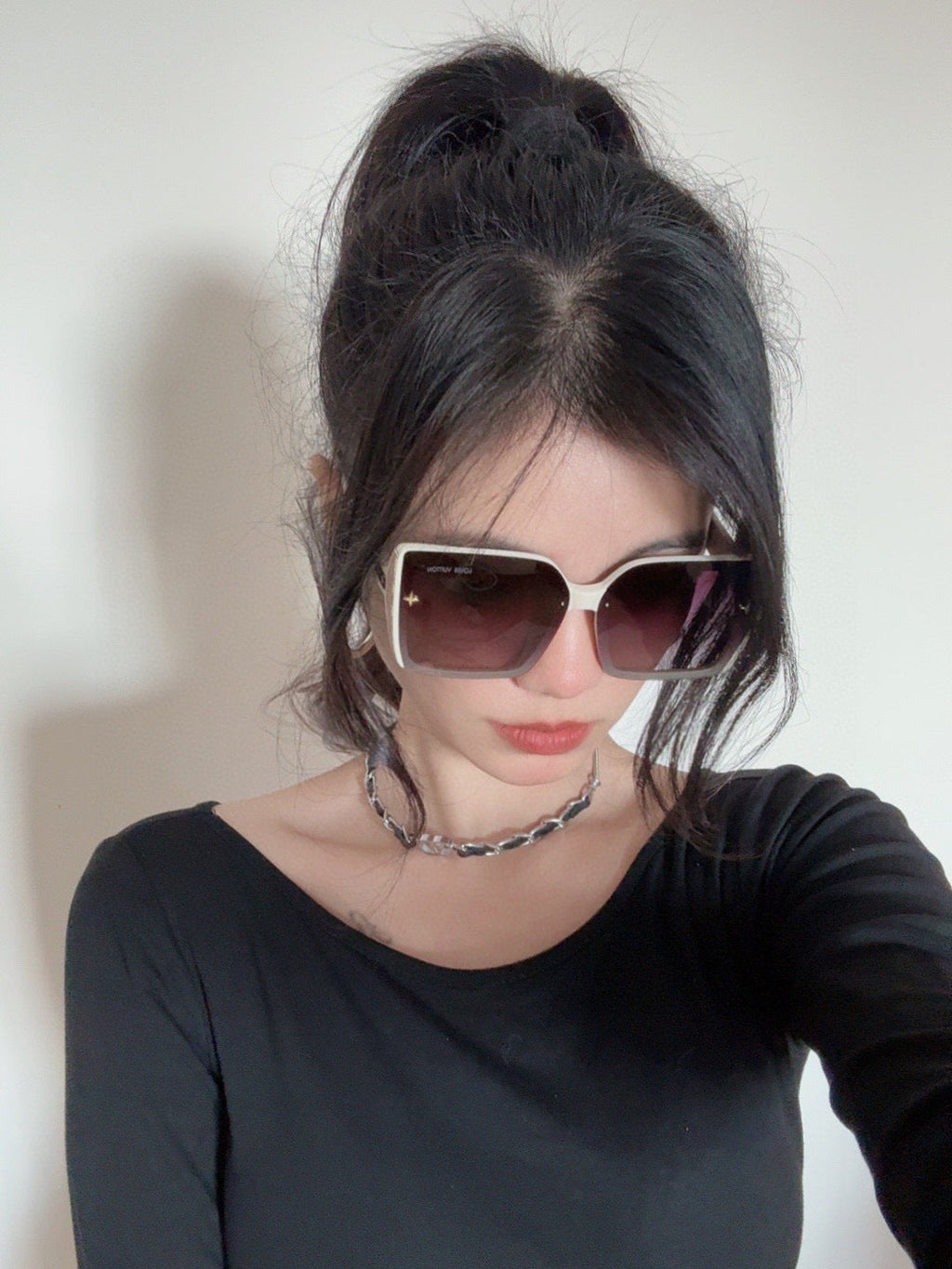 LOUIS VUITTON SQUARE SUNGLASSES L5972 IN BEIGE ACETATE