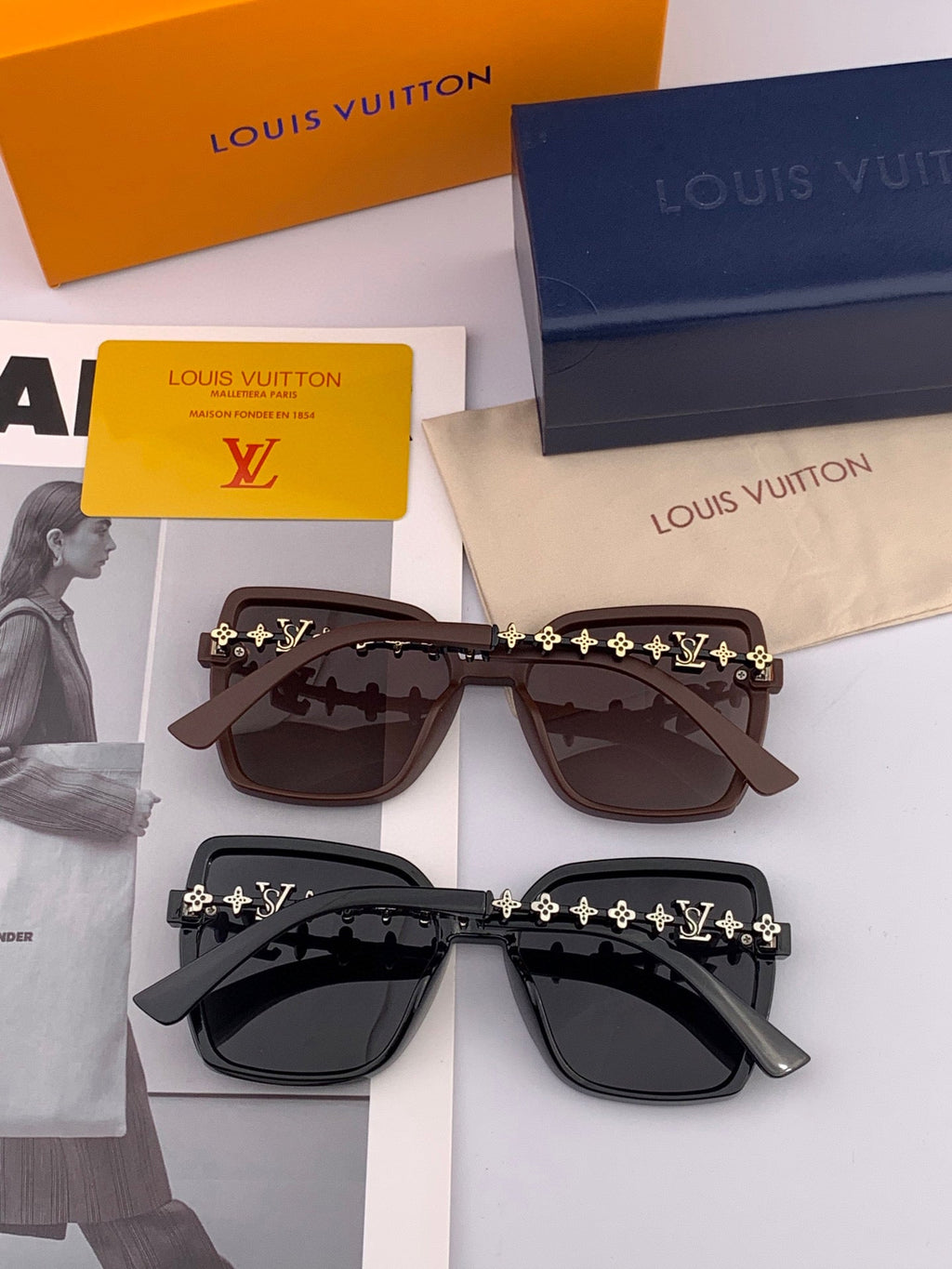 LOUIS VUITTON SQUARE SUNGLASSES L3992 IN ACETATE EMBOSSED LOGO