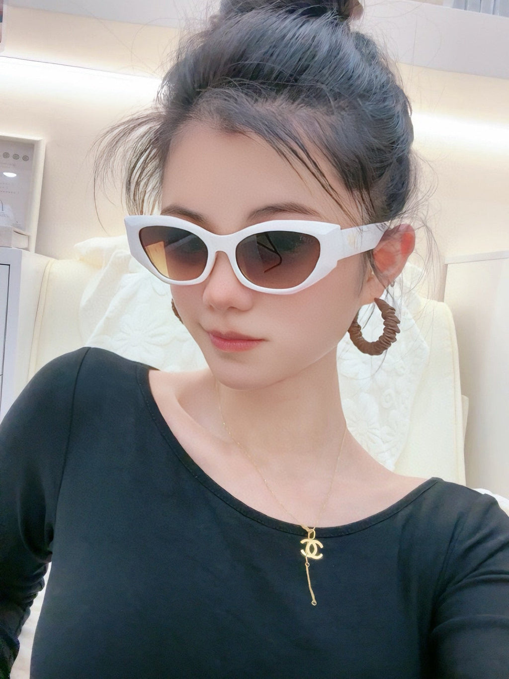 DIOR MONTAIGNE SUNGLASS D8620 IN WHITE ACETATE BROWN LENSES