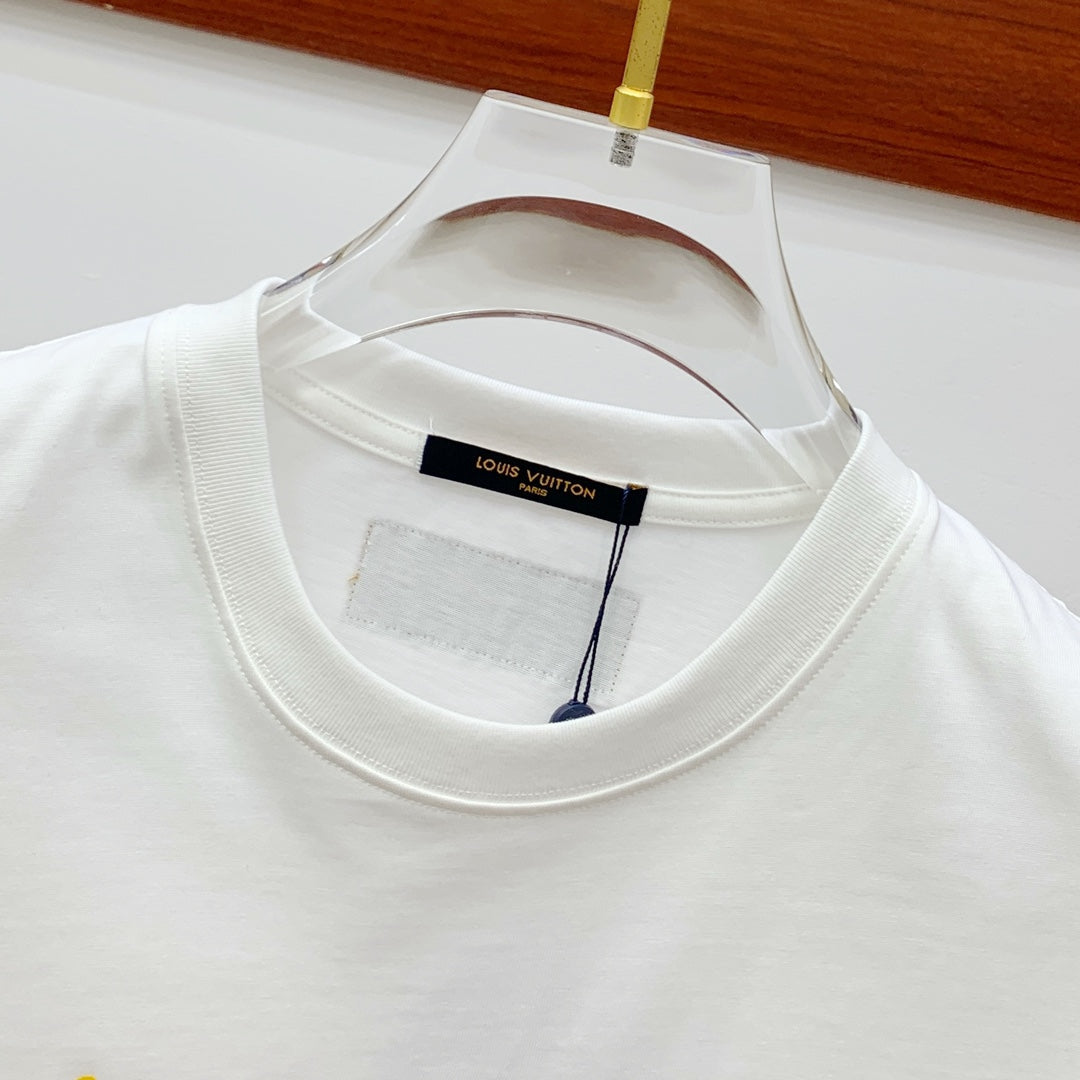 LOUIS VUITTON LV T-SHIRT COLORFUL LOGO IN WHITE COTTON 238876