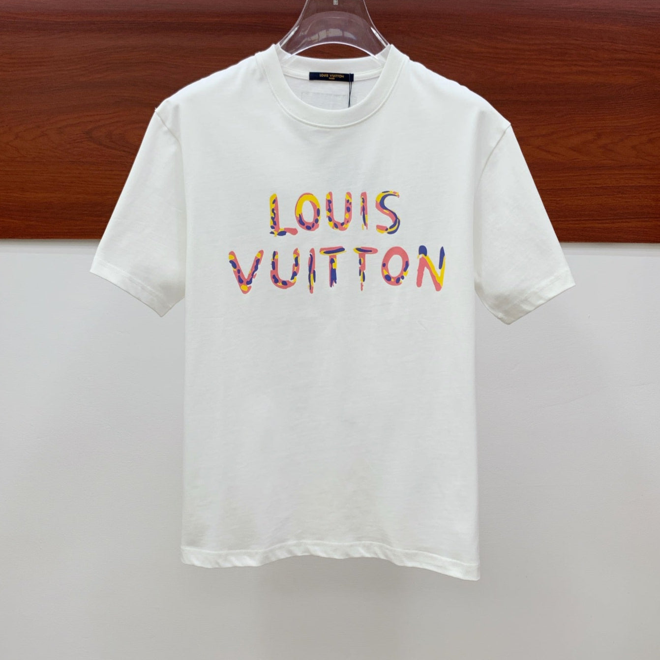 LOUIS VUITTON LV T-SHIRT COLORFUL LOGO IN WHITE COTTON 238876