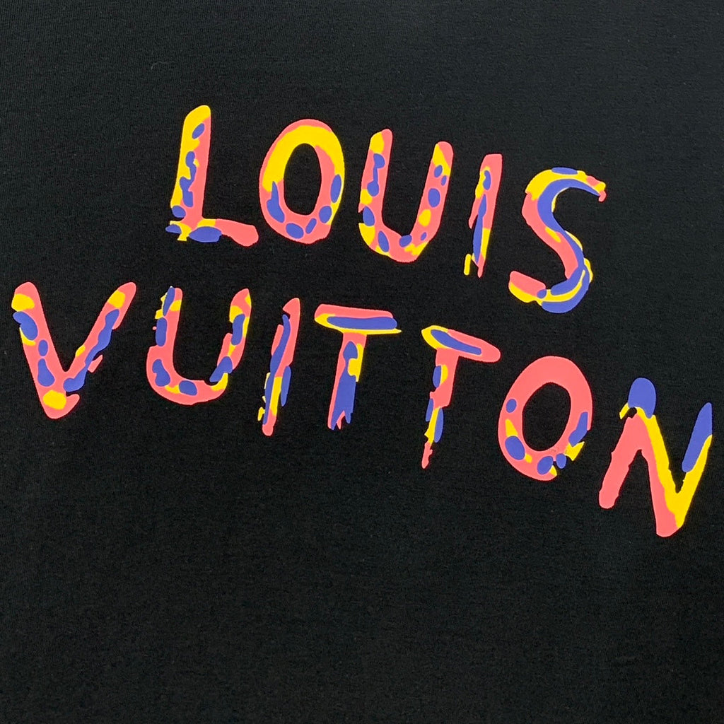 LOUIS VUITTON LV T-SHIRT COLORFUL LOGO IN BLACK COTTON 238877