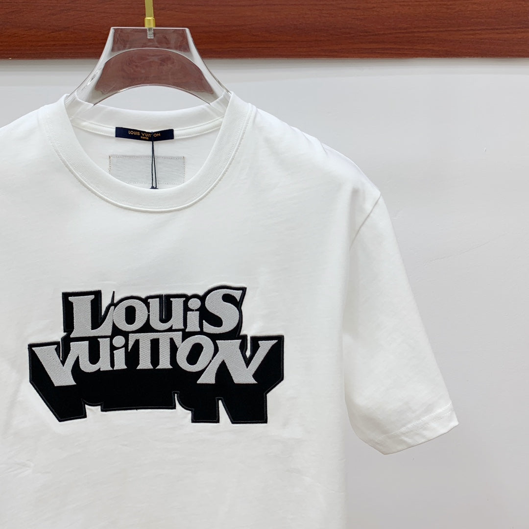 LOUIS VUITTON LV T-SHIRT EMBROIDERED LOGO IN WHITE COTTON 238878