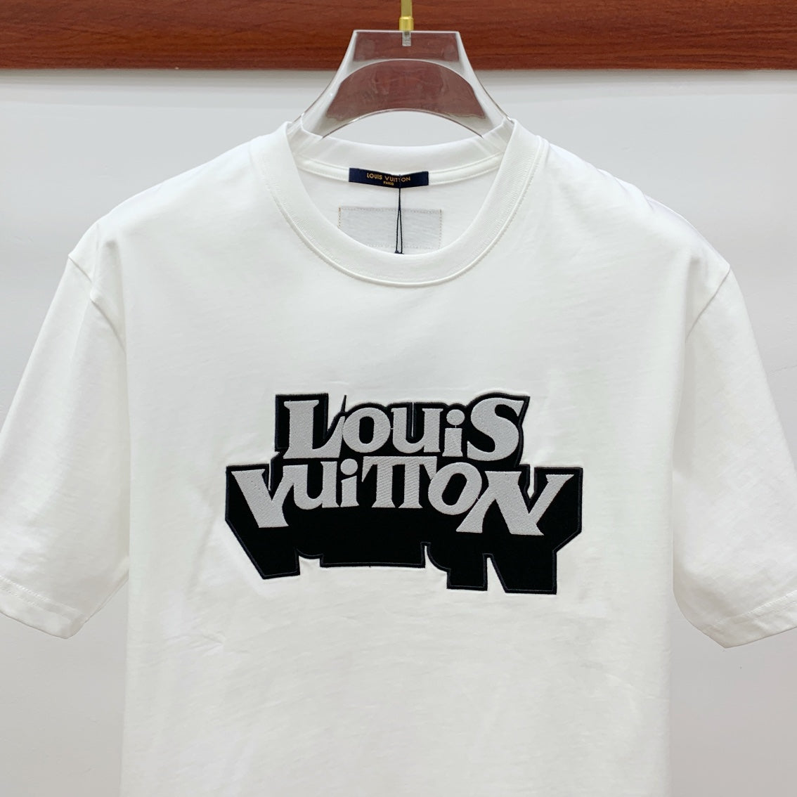 LOUIS VUITTON LV T-SHIRT EMBROIDERED LOGO IN WHITE COTTON 238878