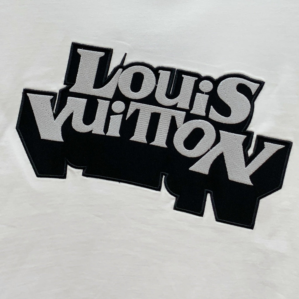 LOUIS VUITTON LV T-SHIRT EMBROIDERED LOGO IN WHITE COTTON 238878