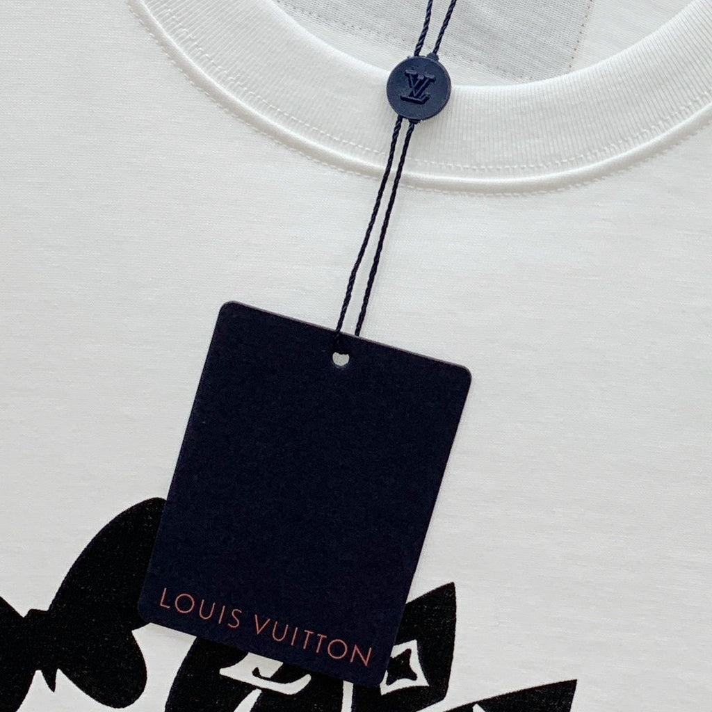 LOUIS VUITTON LV T-SHIRT IN WHITE PURE COTTON CLASSIC LOGO PATTERN 238880