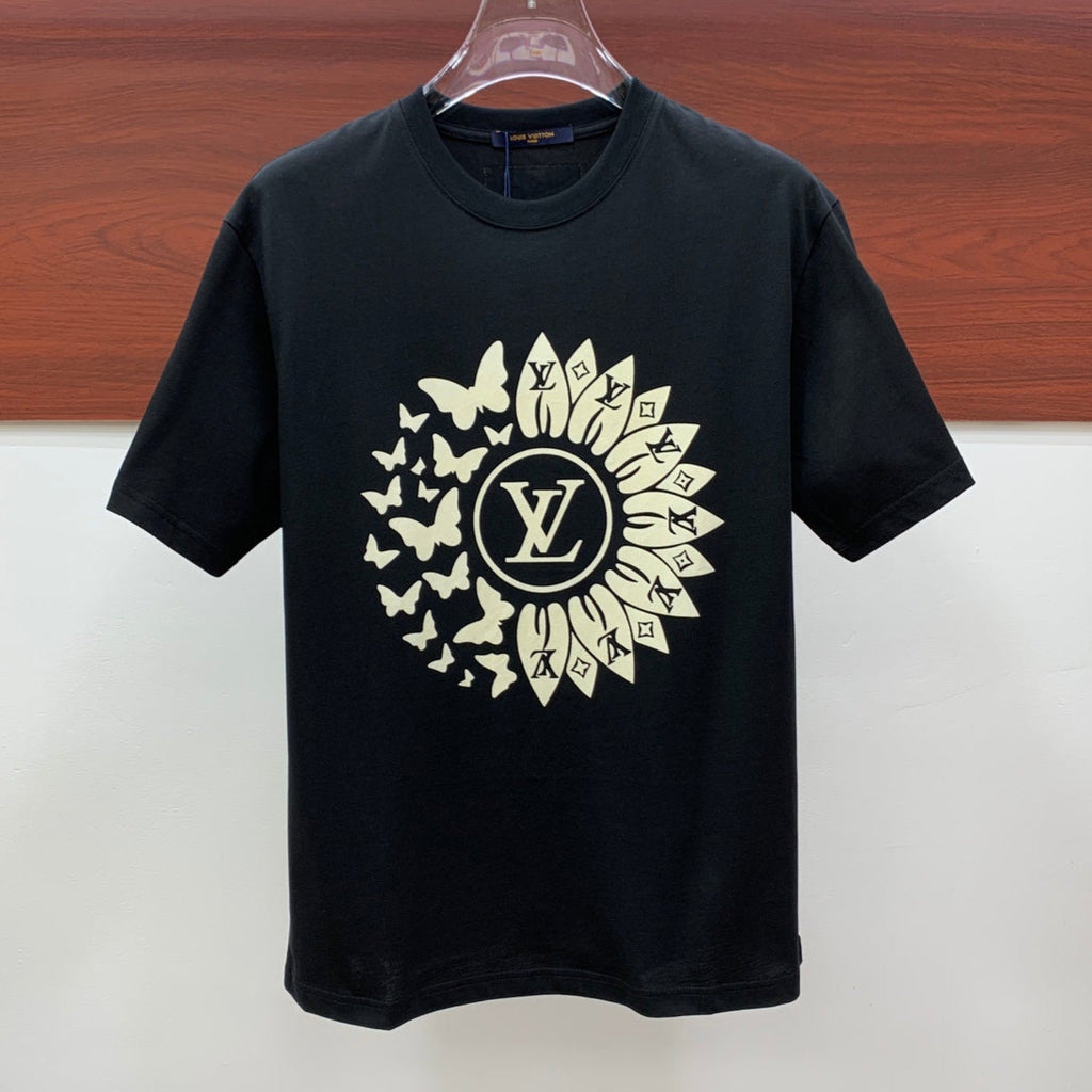 LOUIS VUITTON LV T-SHIRT IN BLACK PURE COTTON CLASSIC LOGO PATTERN 238881