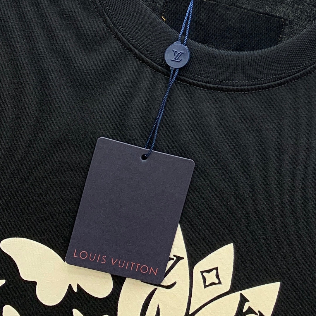 LOUIS VUITTON LV T-SHIRT IN BLACK PURE COTTON CLASSIC LOGO PATTERN 238881