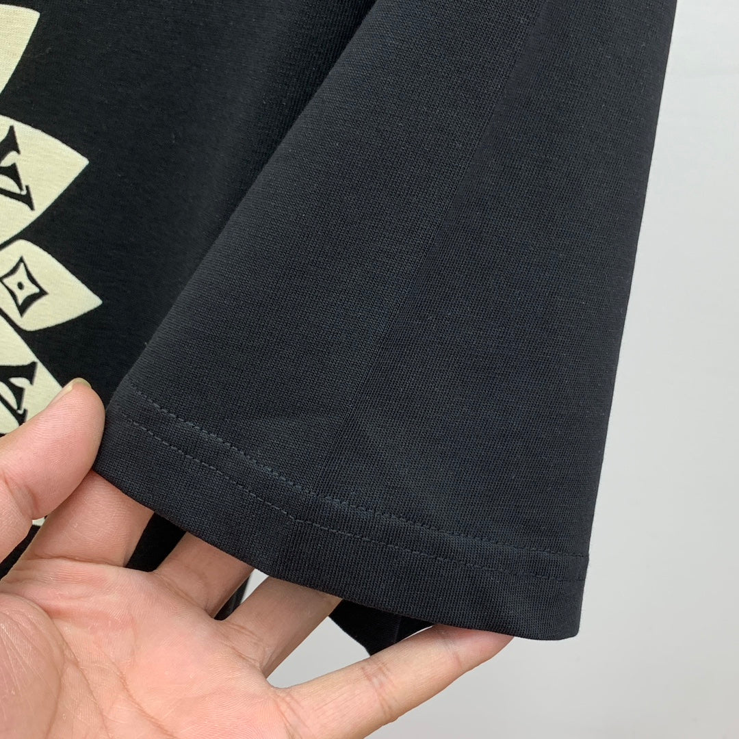 LOUIS VUITTON LV T-SHIRT IN BLACK PURE COTTON CLASSIC LOGO PATTERN 238881