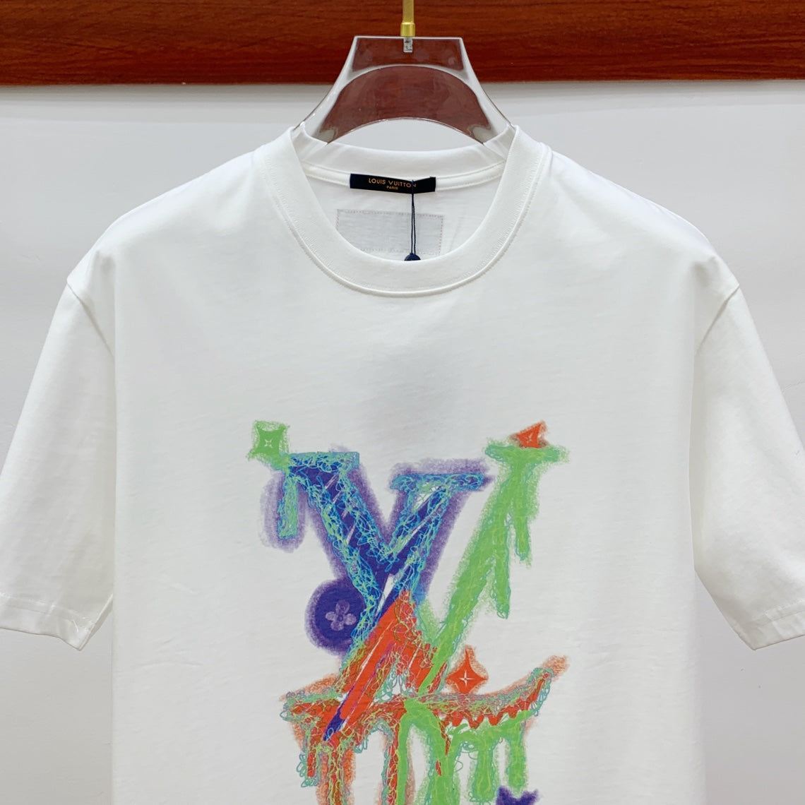 LOUIS VUITTON LV T-SHIRT STYLIZED LOGO IN WHITE COTTON 238874