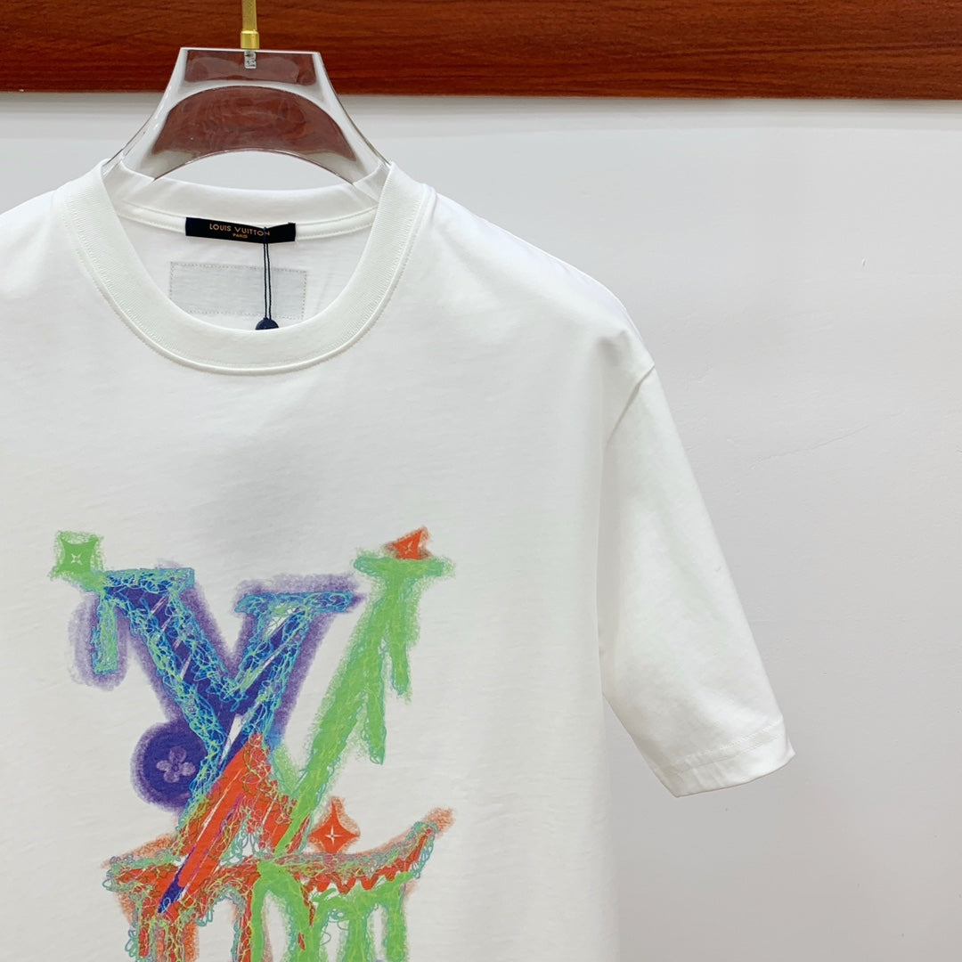 LOUIS VUITTON LV T-SHIRT STYLIZED LOGO IN WHITE COTTON 238874