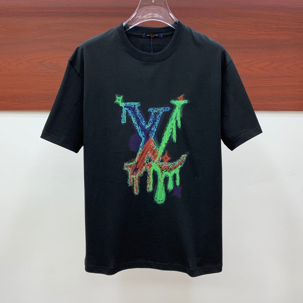 LOUIS VUITTON LV T-SHIRT STYLIZED LOGO IN BLACK COTTON 238875