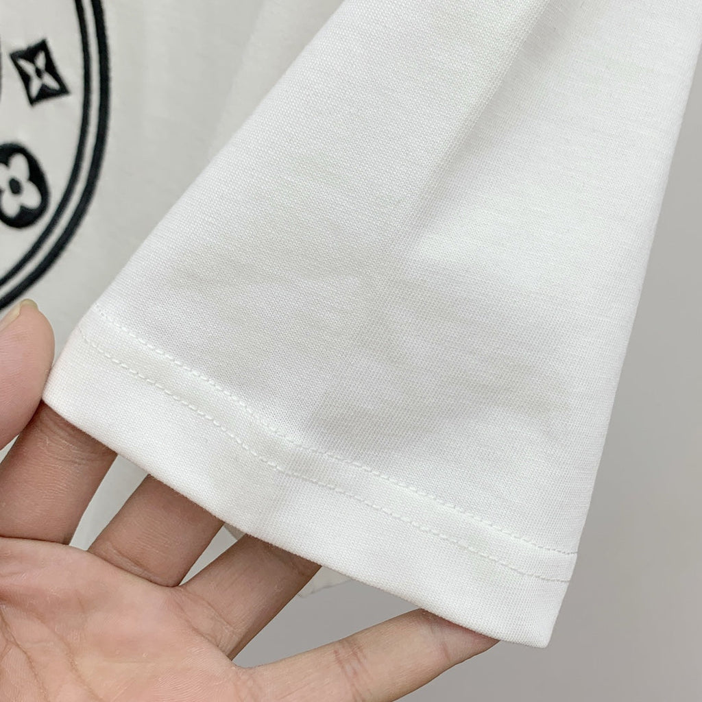 LOUIS VUITTON LV T-SHIRT IN WHITE PURE COTTON EMBROIDERED LOGO 238888