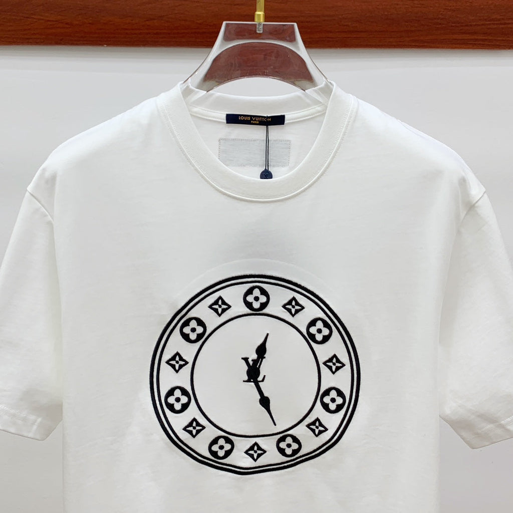 LOUIS VUITTON LV T-SHIRT IN WHITE PURE COTTON EMBROIDERED LOGO 238888