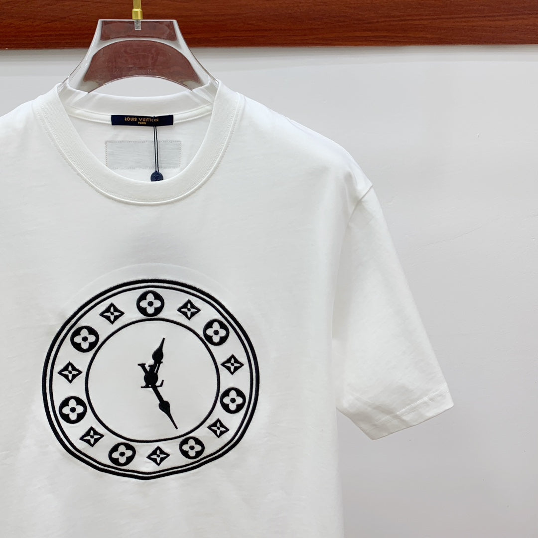 LOUIS VUITTON LV T-SHIRT IN WHITE PURE COTTON EMBROIDERED LOGO 238888