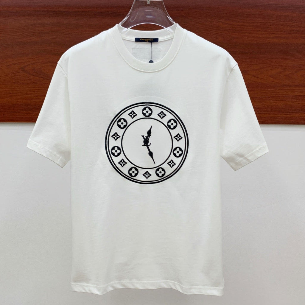 LOUIS VUITTON LV T-SHIRT IN WHITE PURE COTTON EMBROIDERED LOGO 238888
