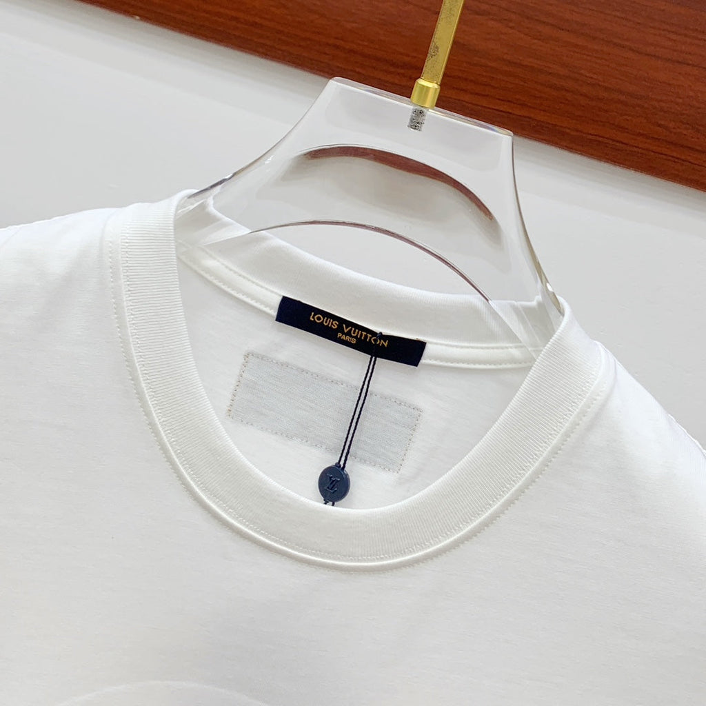 LOUIS VUITTON LV T-SHIRT IN WHITE PURE COTTON EMBROIDERED LOGO 238888