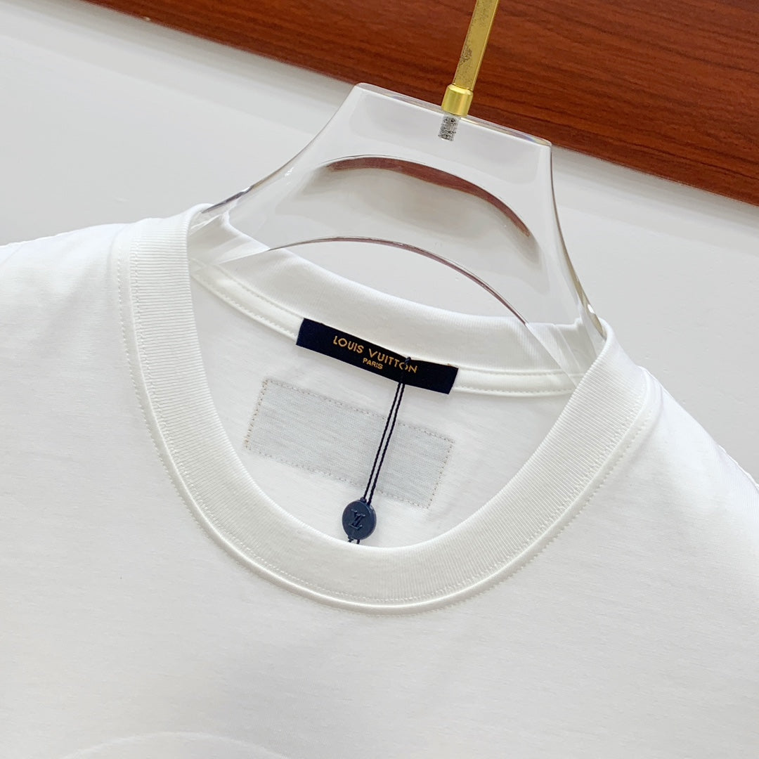 LOUIS VUITTON LV T-SHIRT IN WHITE PURE COTTON EMBROIDERED LOGO 238888