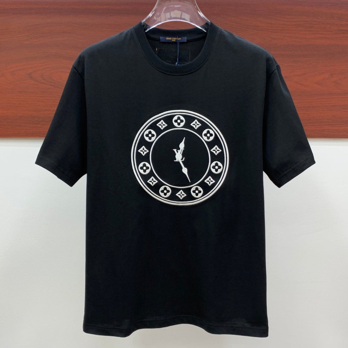 LOUIS VUITTON LV T-SHIRT IN BLACK PURE COTTON EMBROIDERED LOGO 238889
