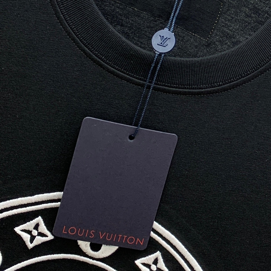 LOUIS VUITTON LV T-SHIRT IN BLACK PURE COTTON EMBROIDERED LOGO 238889