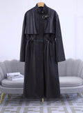 HERMES HERMES 25S LONG LEATHER JACKET WITH DRAWSTRING WAIST 170