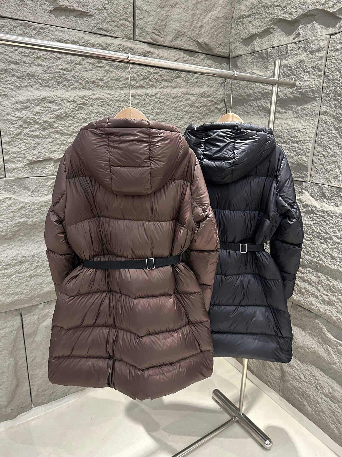 PRADA 25S LONG DOWN COAT WITH HOOD 225