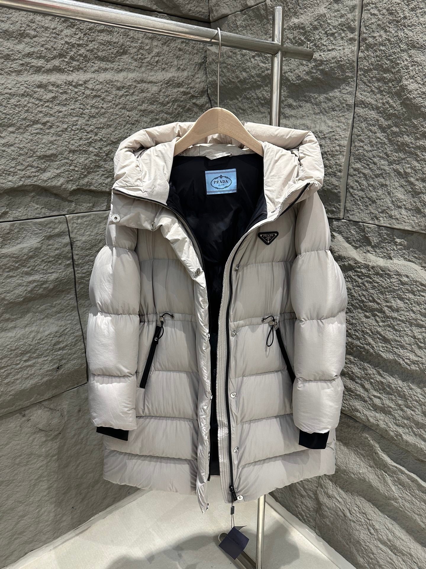 PRADA 25S LONG GOOSE DOWN COAT WITH HOOD 231