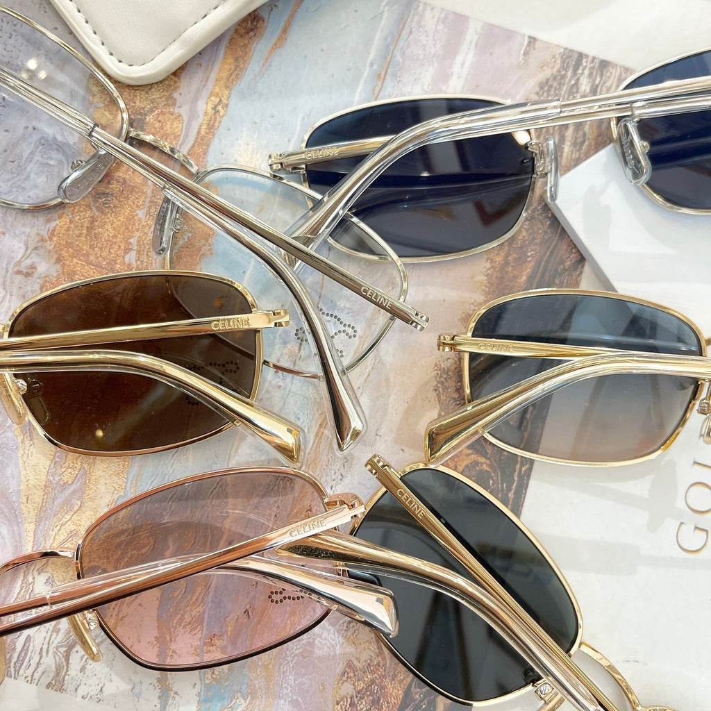 CELINE TRIOMPHE RHINESTONE SUNGLASS CL40285U IN METAL WITH CRYSTALS