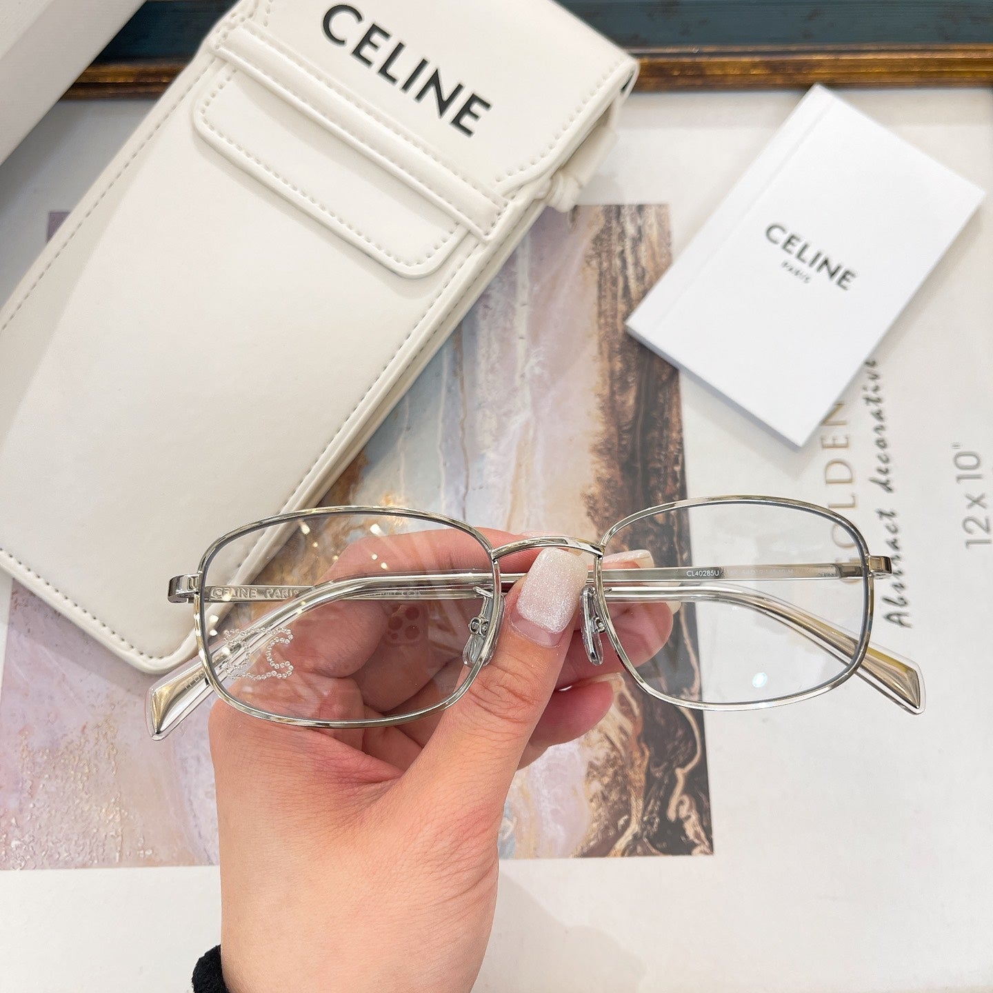 CELINE TRIOMPHE RHINESTONE SUNGLASS CL40285U IN METAL WITH CRYSTALS