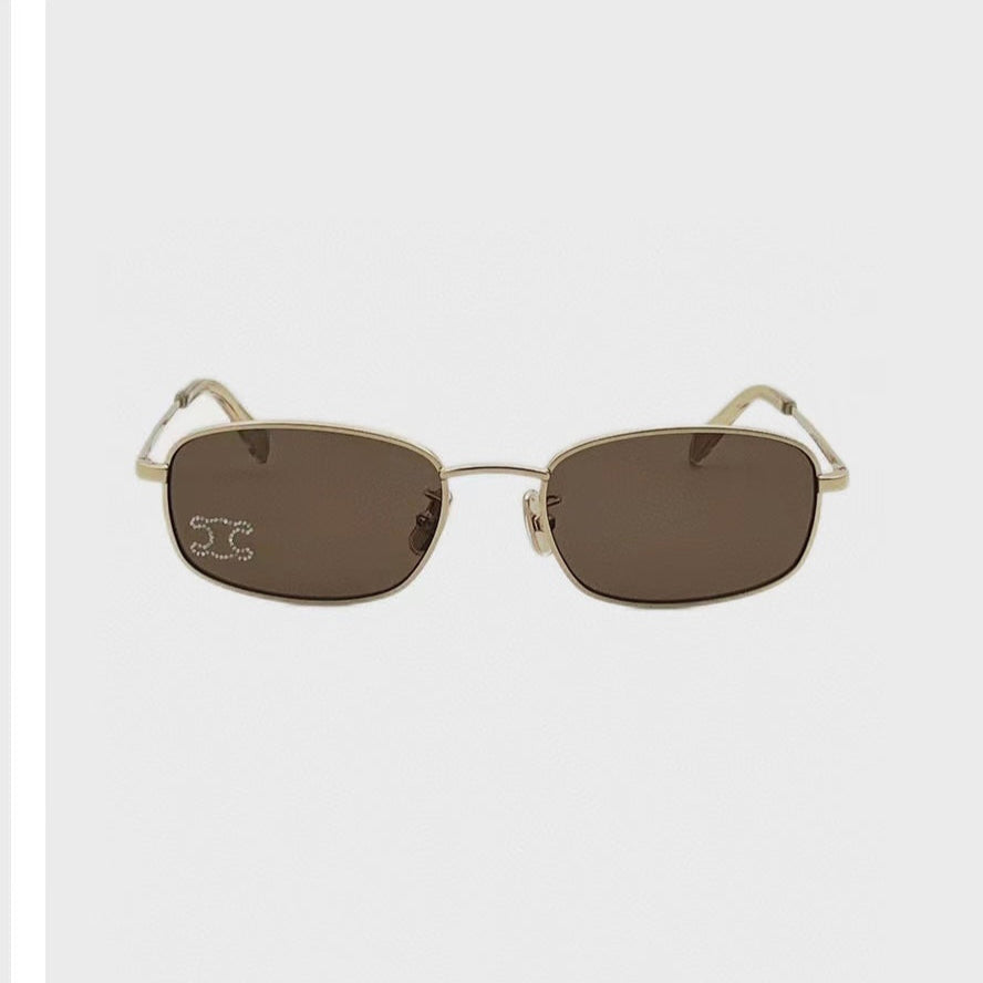 CELINE TRIOMPHE RHINESTONE SUNGLASS CL40285U IN METAL WITH CRYSTALS