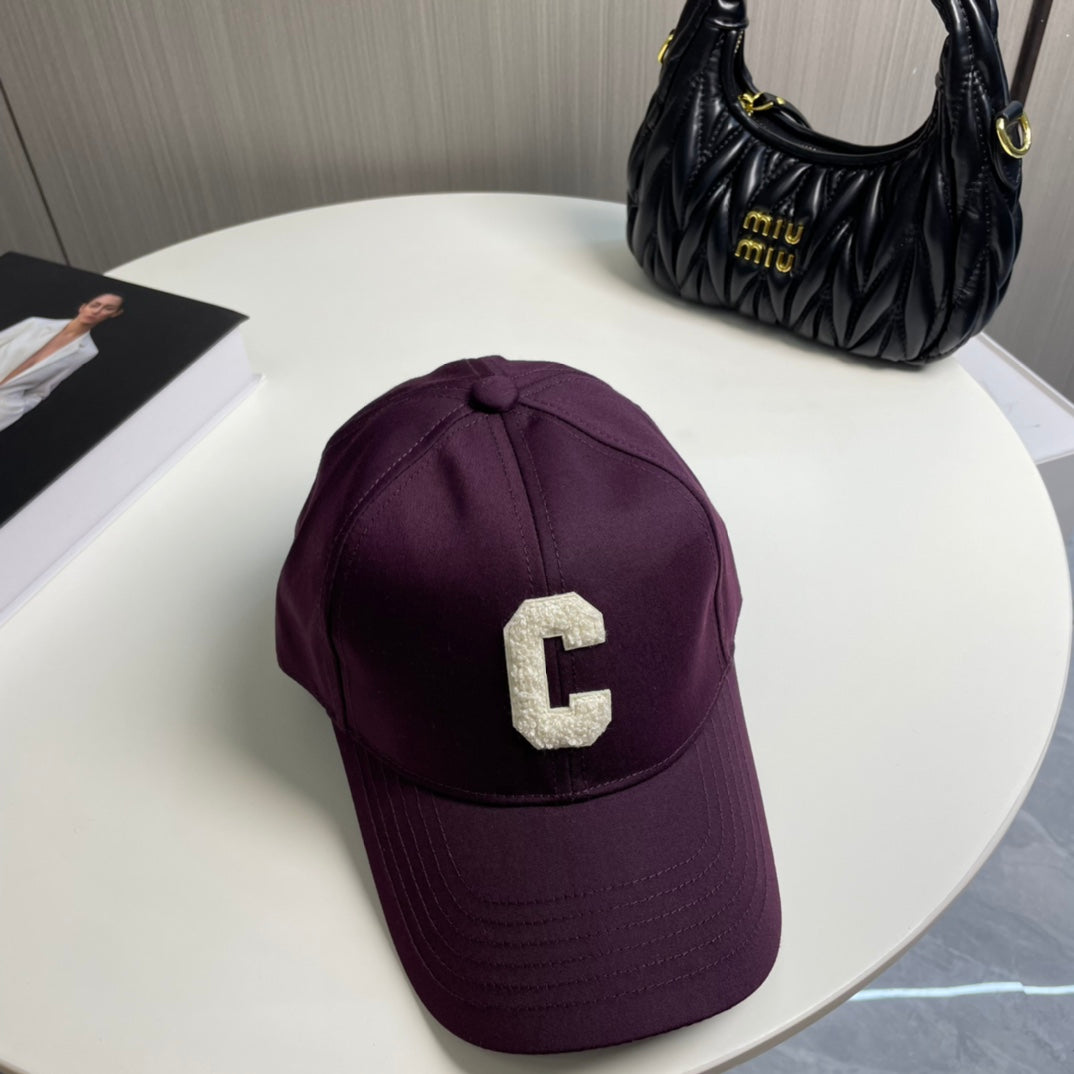 CELINE BASEBALL CAP MODEL 650716 IN WINE PURPLE COTTON