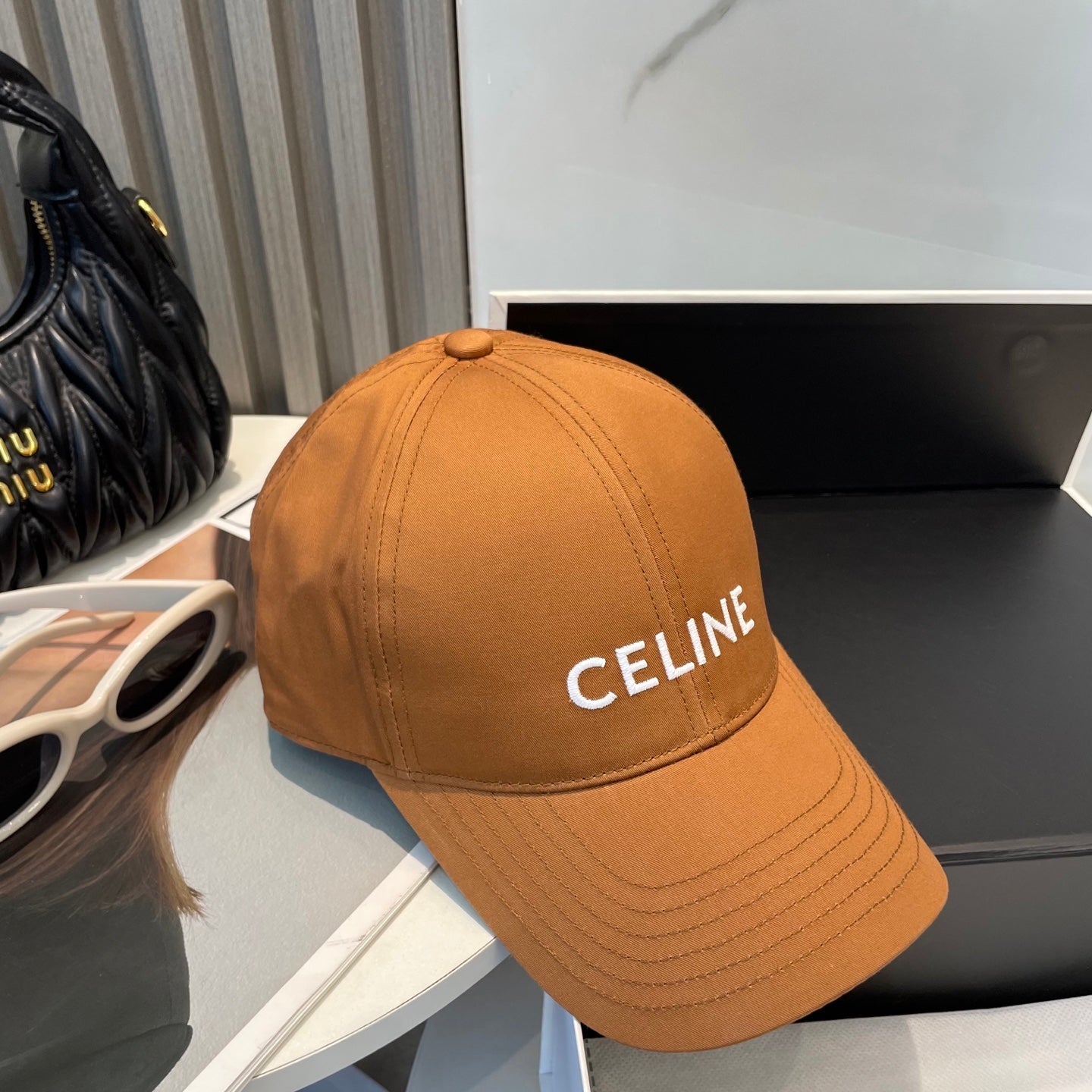 CELINE BASEBALL CAP MODEL 650750 IN BURNT ORANGE COTTON