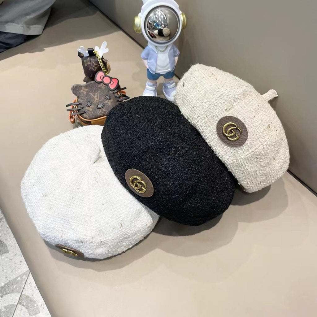 GUCCI BERRET HAT IN WHITE CREAM TWEED 394274