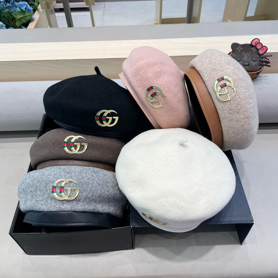 GUCCI BERET HAT IN ASH GRAY WOOL 406885