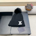 LOUIS VUITTON KNITTED BEANIE HAT IN BLACK WOOL 413369