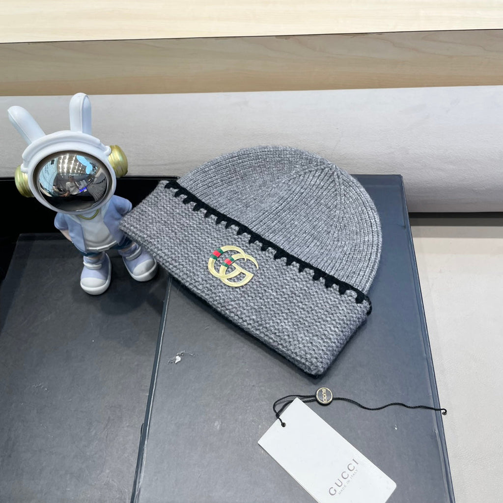 GUCCI BEANIE HAT IN RHINO GRAY WOOL 416414