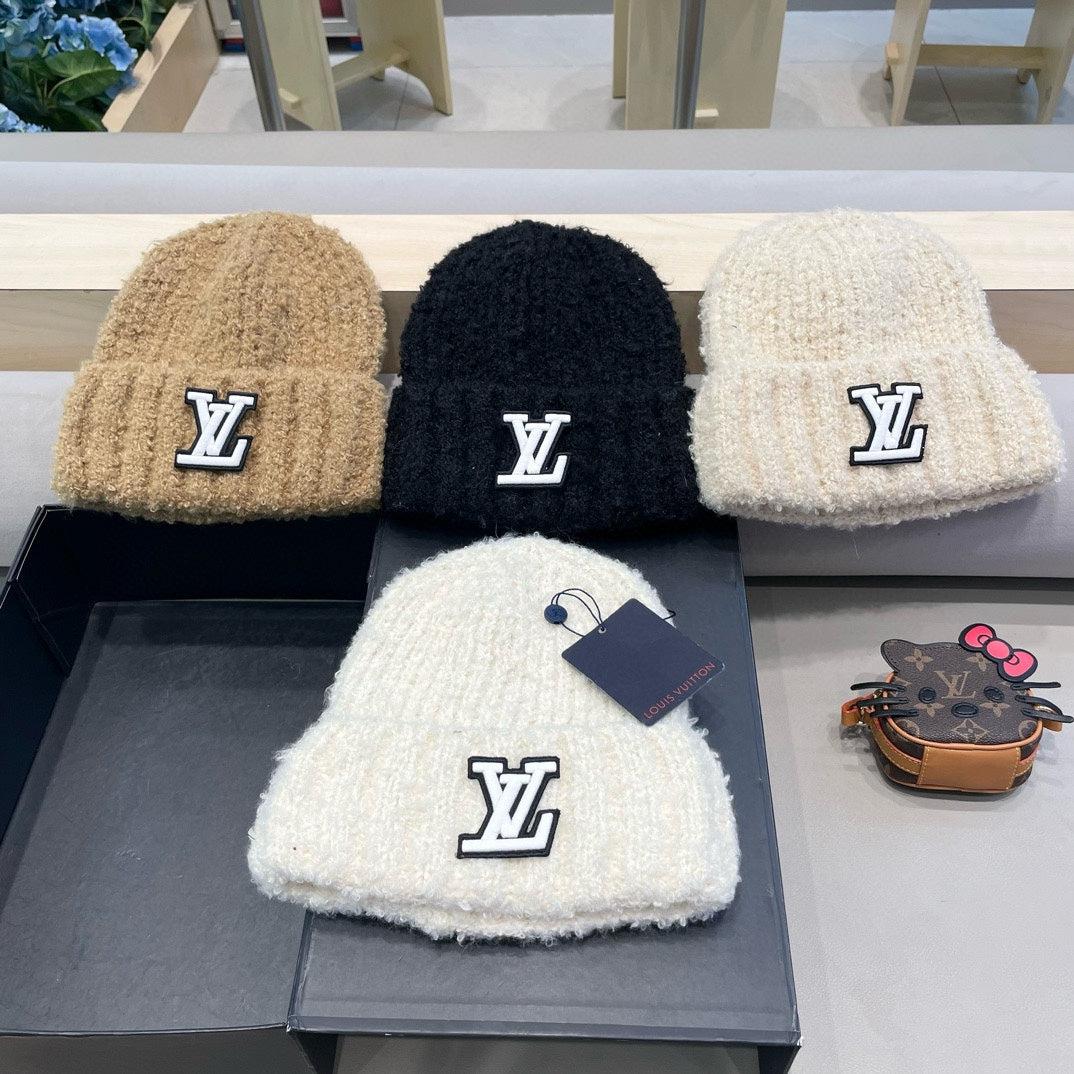 LOUIS VUITTON KNITTED BEANIE HAT IN LIGHT BEIGE WOOL 421267