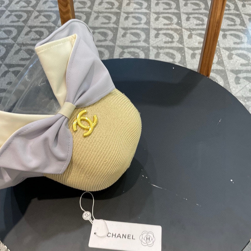 CHANEL BOW BUCKET HAT IN PALE PURPLE MIX BEIGE RAFFIA 426169