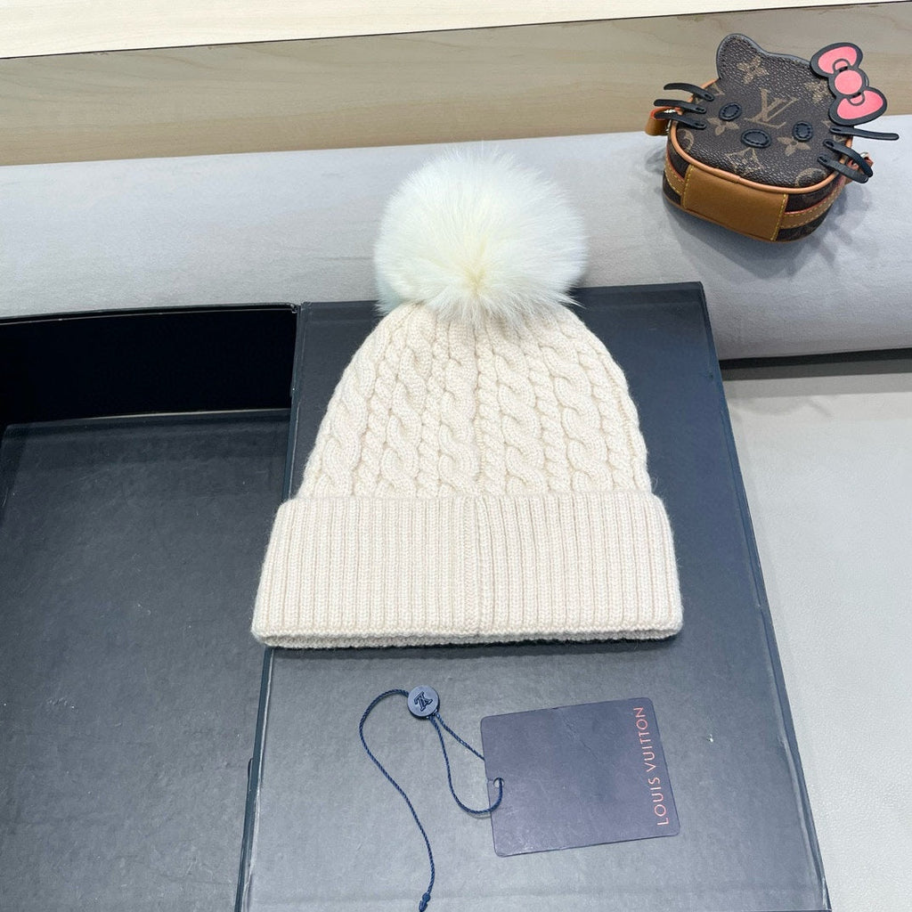 LOUIS VUITTON KNITTED BEANIE HAT IN BEIGE WOOL 426214