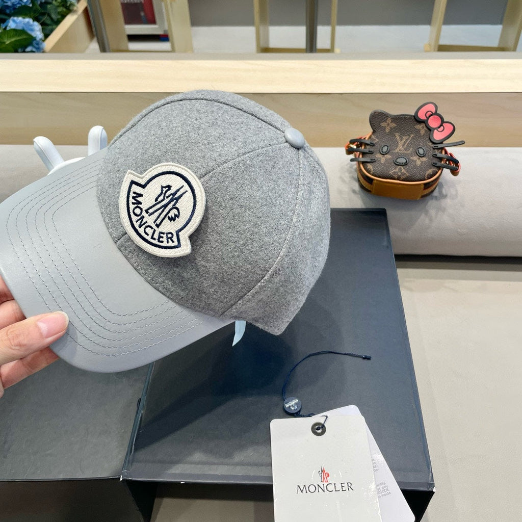 CHANEL WOOL-TWEED AND LEATHER BASEBALL CAP PALE GRAY 428236