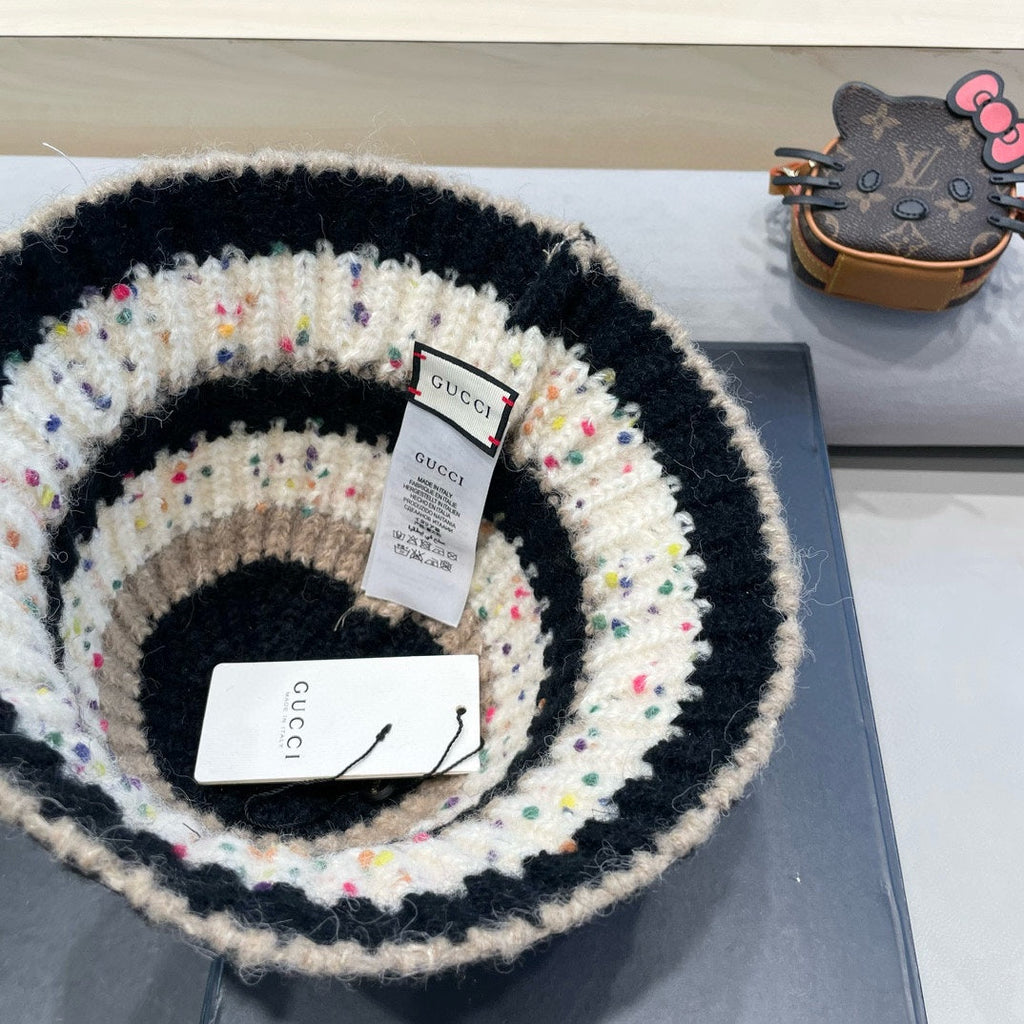 GUCCI STRIPED KNITTED BUCKET HAT COLORFUL 428100
