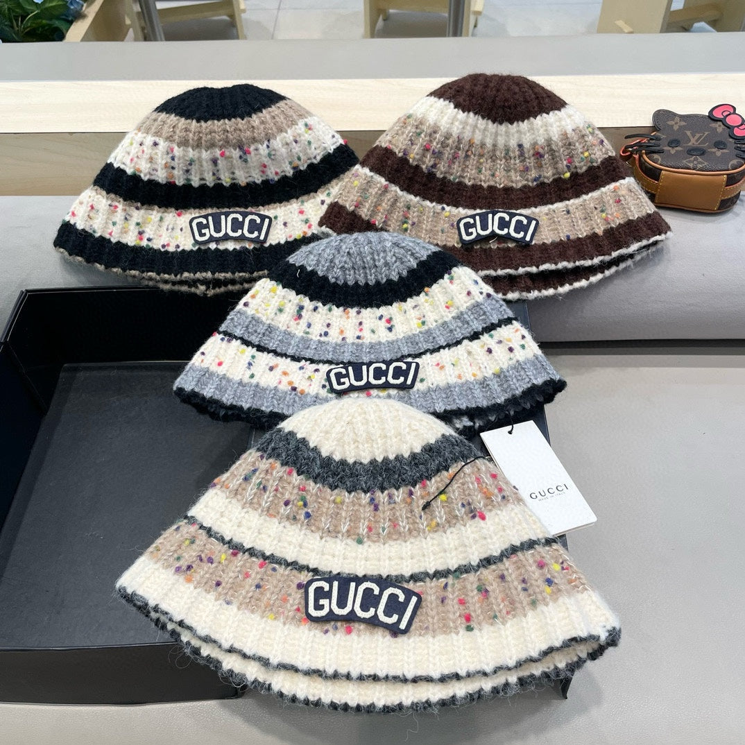 GUCCI STRIPED KNITTED BUCKET HAT COLORFUL 428101