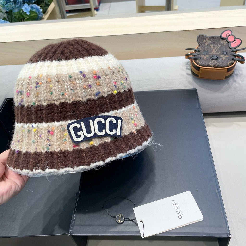 GUCCI STRIPED KNITTED BUCKET HAT COLORFUL 428102