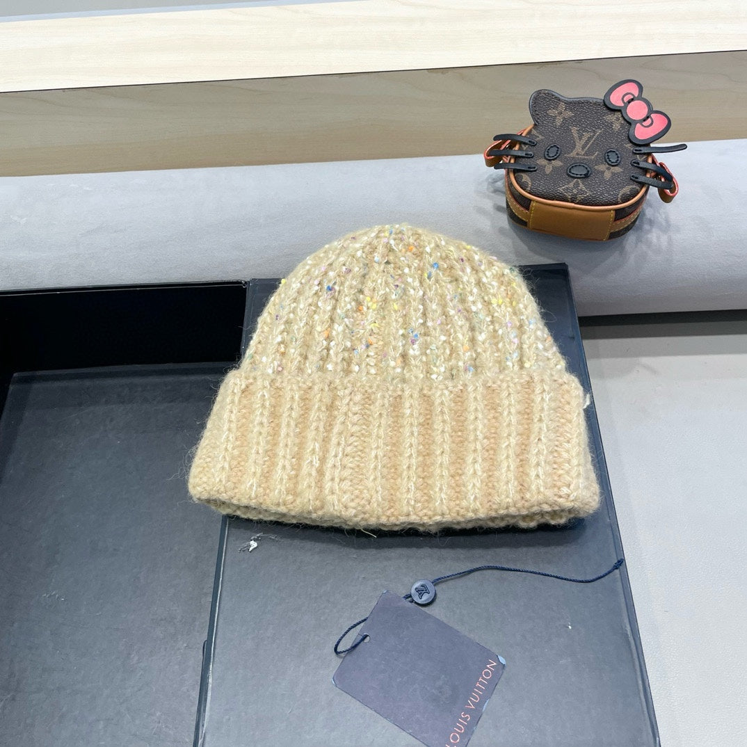 LOUIS VUITTON KNITTED BEANIE HAT IN CREAM BEIGE WOOL 431618